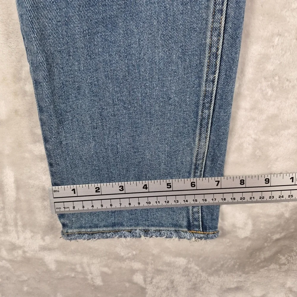 Buck Mason Ford Standard Jeans Men's 31x34 Blue Denim Raw Hem Button Fly Casual